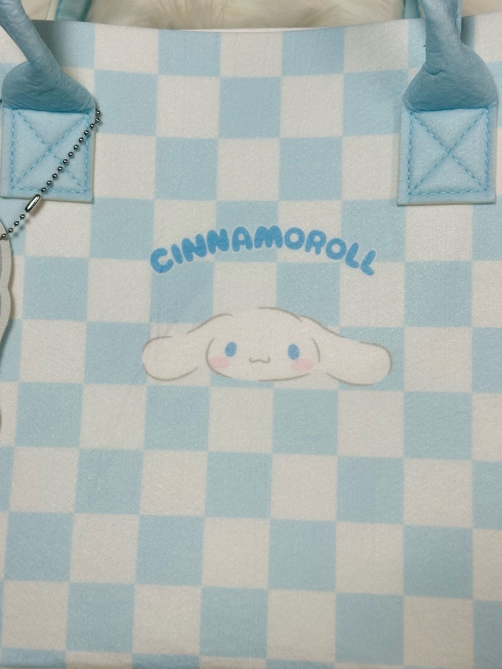 Sanrio Cinnamoroll Blue and White Check Tote Bag - Picture 3 of 8